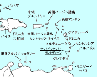 セントビンセントおよびグレナディーン諸島白地図
