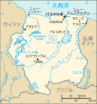 スリナム地図