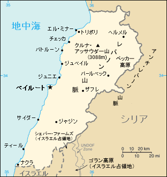 レバノン地図