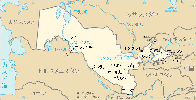 ウズベキスタン地図