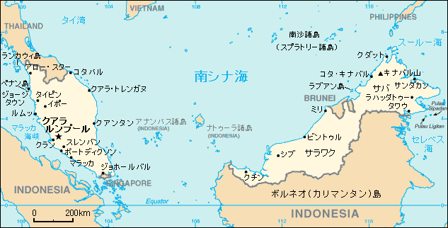 日本語表記、マレーシア地図