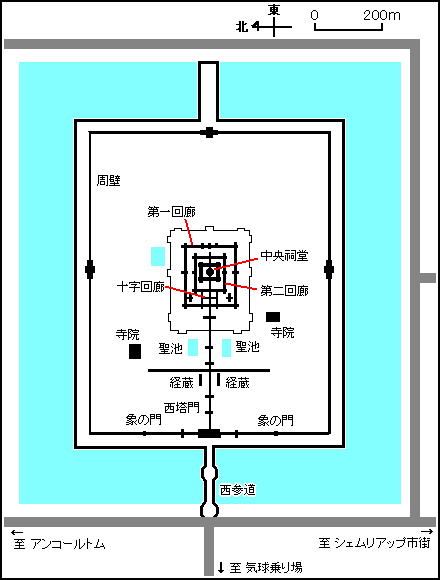 アンコールワット寺院の地図