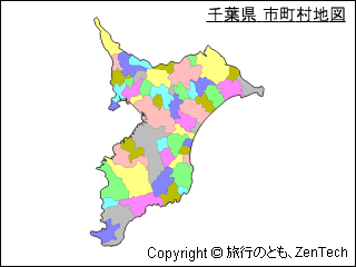 色付き千葉県 市町村地図（小サイズ）