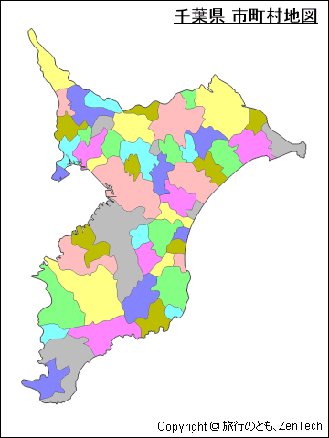 色付き千葉県 市町村地図