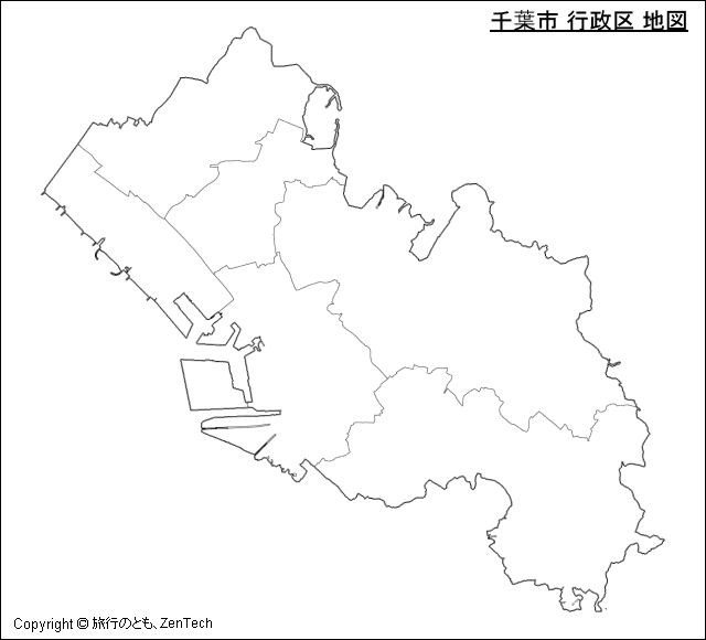 千葉市 行政区 地図（境界線のみ）