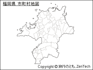 福岡県 市町村地図（小サイズ）