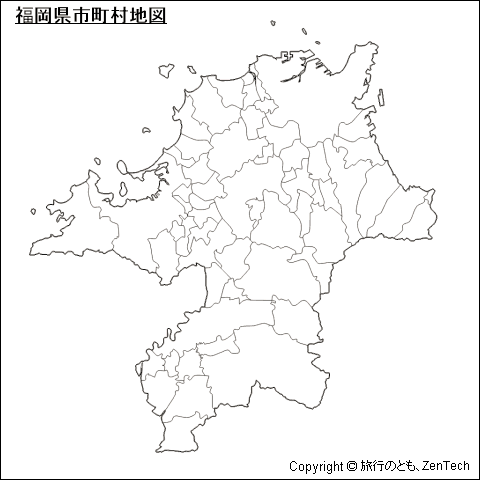 福岡県 市町村地図（中サイズ）