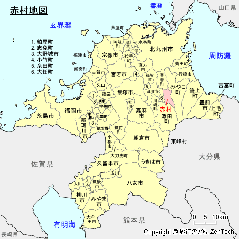 福岡県赤村地図