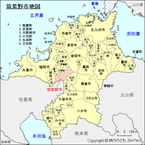 福岡県筑紫野市地図