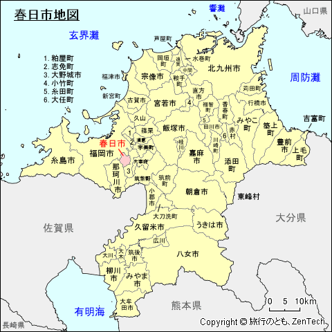 福岡県春日市地図