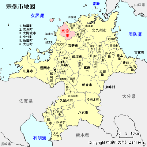 福岡県宗像市地図