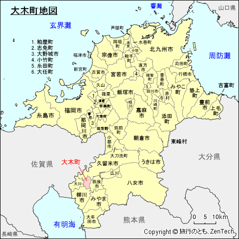 福岡県大木町地図