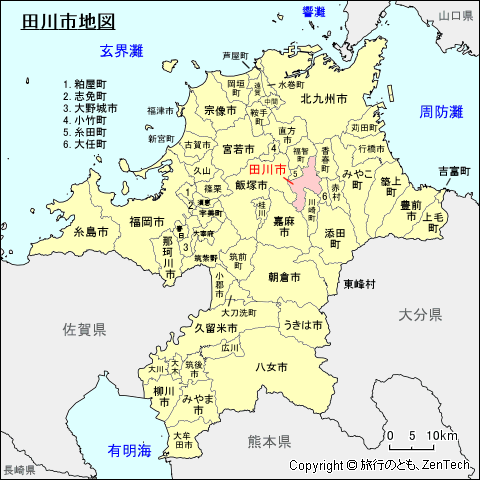 福岡県田川市地図