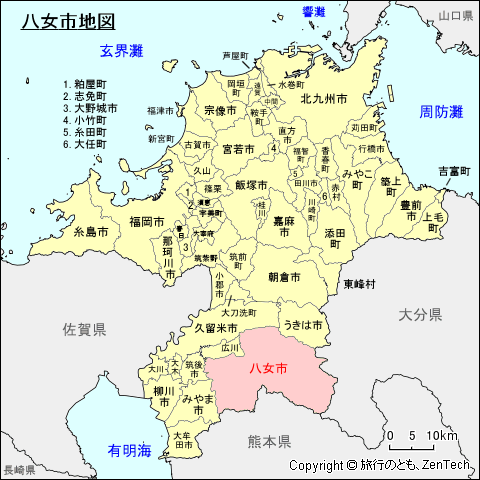 福岡県八女市地図