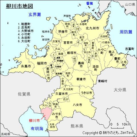 福岡県柳川市地図