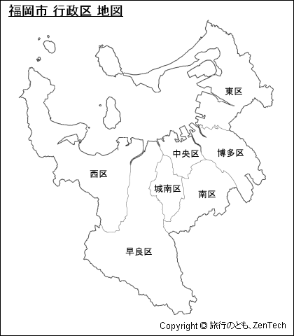 福岡市 行政区 地図（中サイズ）