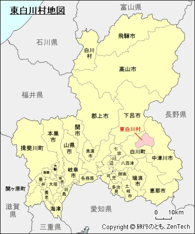 岐阜県東白川村地図