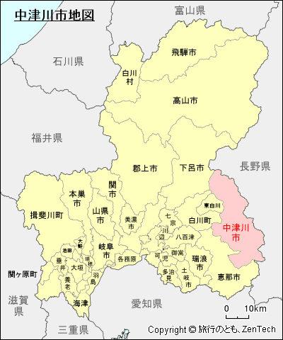 岐阜県中津川市地図