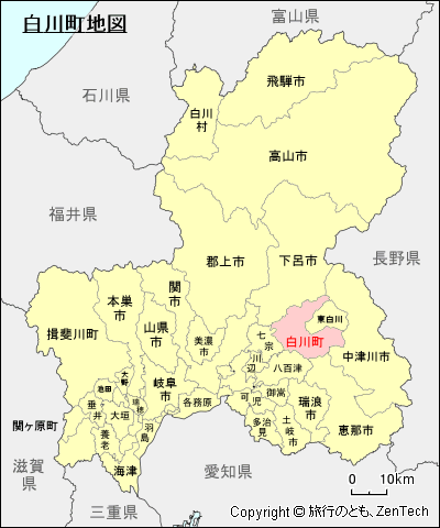 岐阜県白川町地図