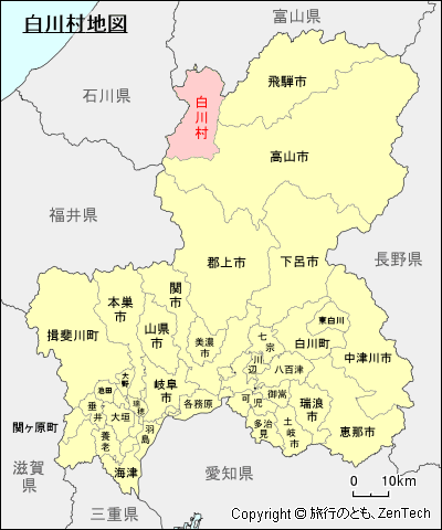 岐阜県白川村地図