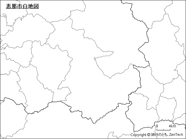 恵那市白地図