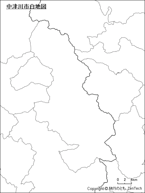 中津川市白地図