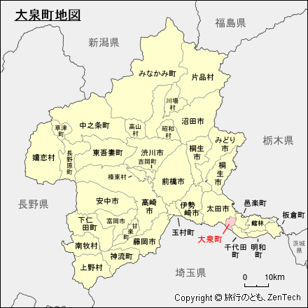 群馬県 大泉町地図 旅行のとも Zentech