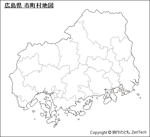 広島県 市町村地図（中サイズ）