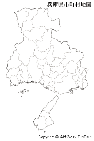 兵庫県 市町村地図（中サイズ）