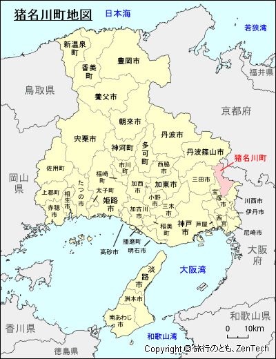 兵庫県猪名川町地図