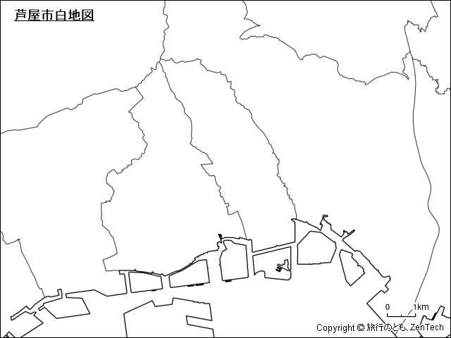 芦屋市白地図