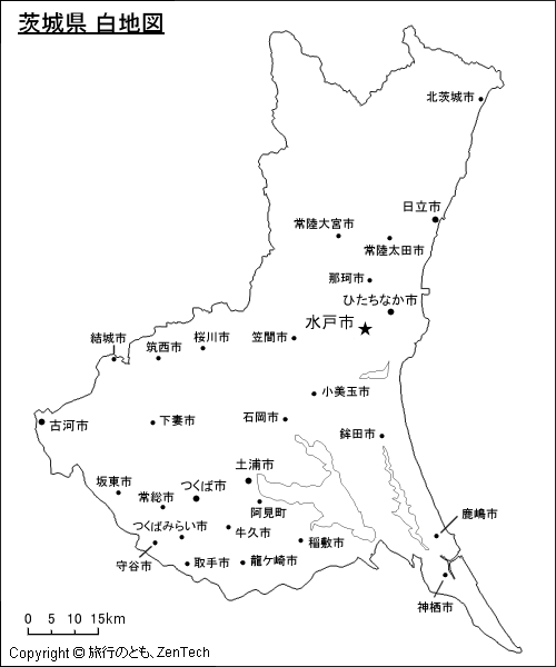 主要都市入り茨城県白地図