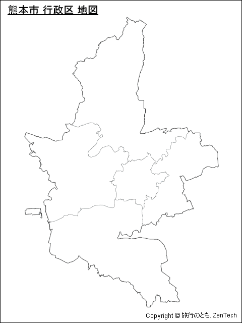 熊本市 行政区 地図（境界線のみ）