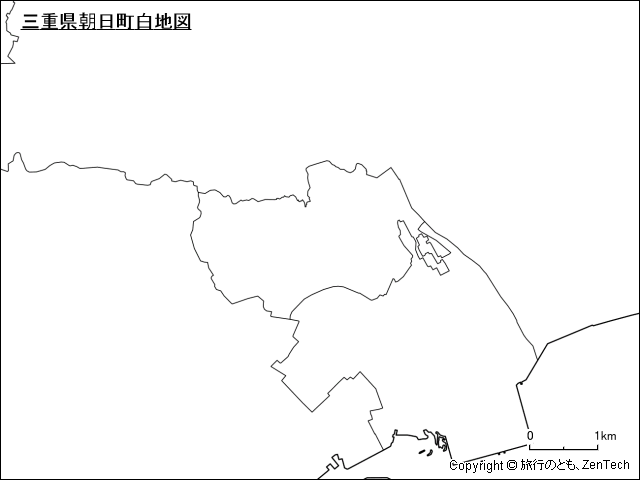 三重県朝日町白地図