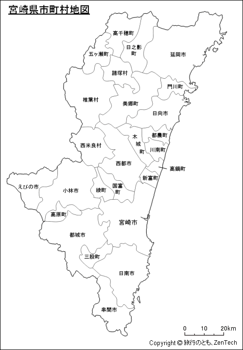 宮崎県市町村地図