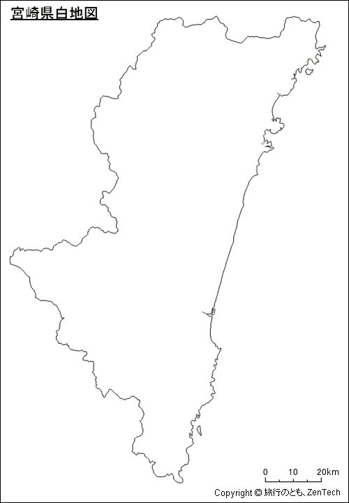 宮崎県白地図（標準サイズ）