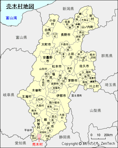 長野県売木村地図
