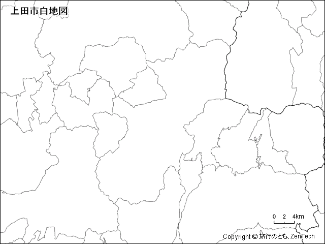 上田市白地図