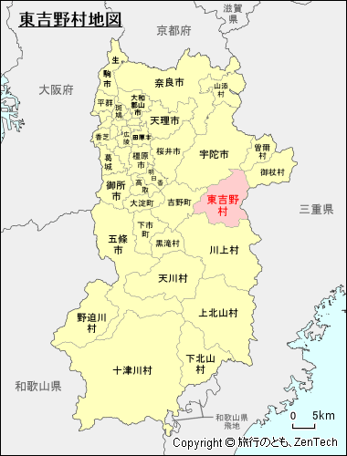 奈良県東吉野村地図