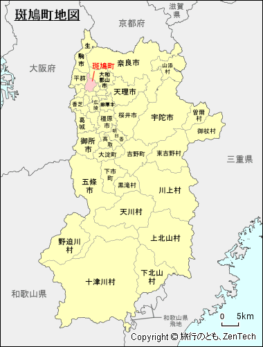 奈良県斑鳩町地図