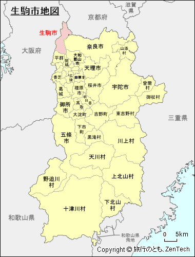 奈良県生駒市地図