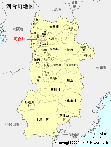 奈良県河合町地図