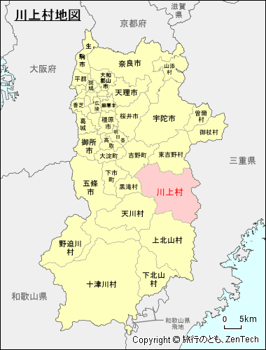 奈良県川上村地図