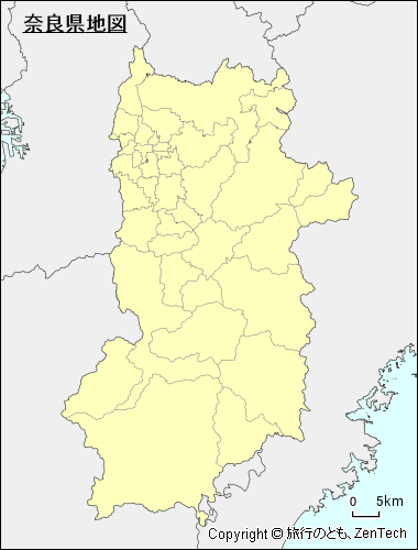 市町村境界線入り奈良県地図