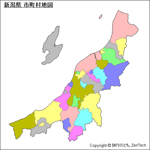 色付き新潟県 市町村地図