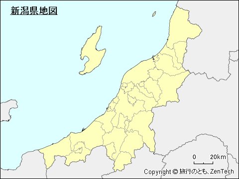 市町村境界線入り新潟県地図