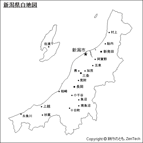 都市名入り新潟県白地図