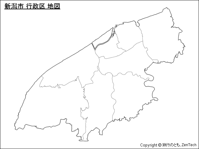 新潟市 行政区 地図（境界線のみ）