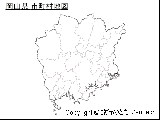 岡山県 市町村地図（小サイズ）