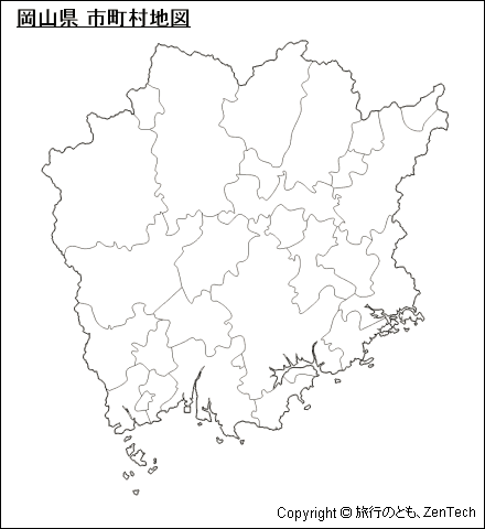 岡山県 市町村地図（中サイズ）